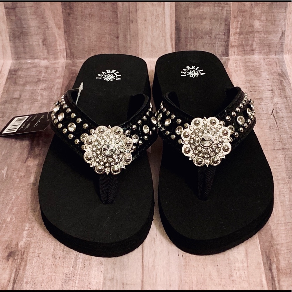 Isabella Jewel Encrusted Flipflops NWT